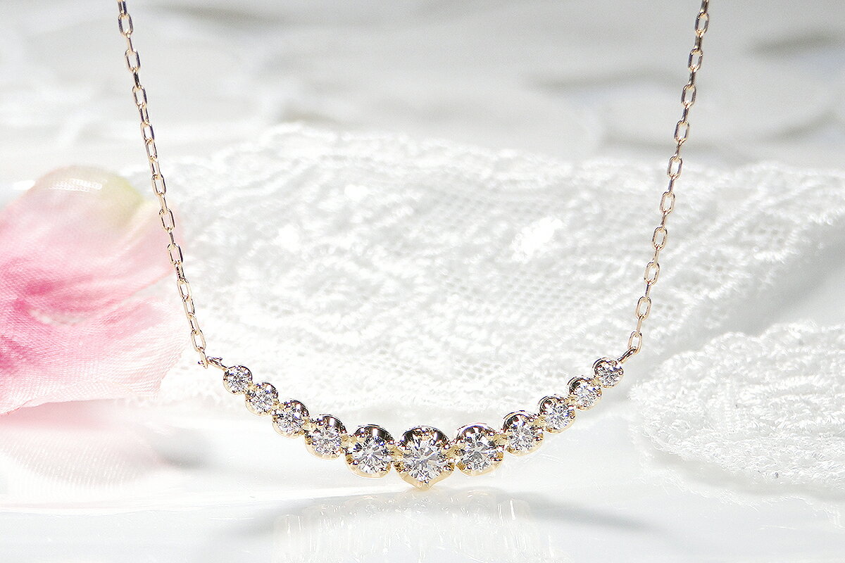 【ふるさと納税】 【0.5ct】K18イエローゴールド　ダイヤモンド　ラインネックレス SPD1463-18Y SWAV058 サムネイル3