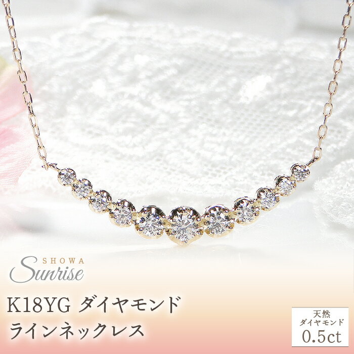 【0.5ct】K18イエローゴールド　ダイヤモンド　ラインネックレス SPD1463-18Y SWAV058