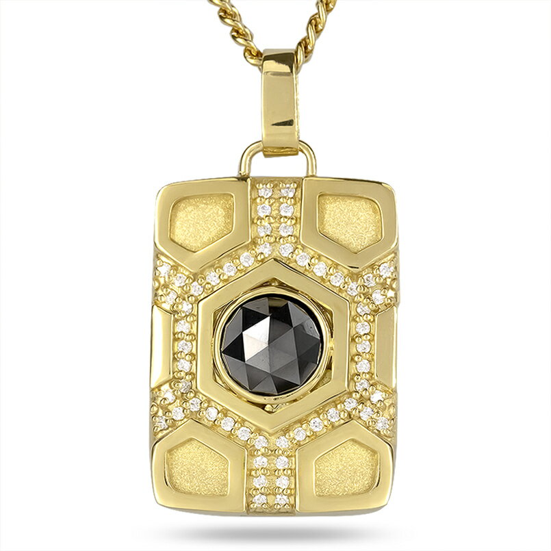【ふるさと納税】 18金 ネックレス メンズ ブラックダイヤモンド 4ct 亀甲 喜平 18k ゴールド ダイヤ ペンダントトップ 大きめ ジュエリー ローズカット イエローゴールドk18 k18 縁起物 240315400dycm 山梨県 昭和町 アクセサリー ギフト プレゼント記念日 誕生日 SWAA279 サムネイル2