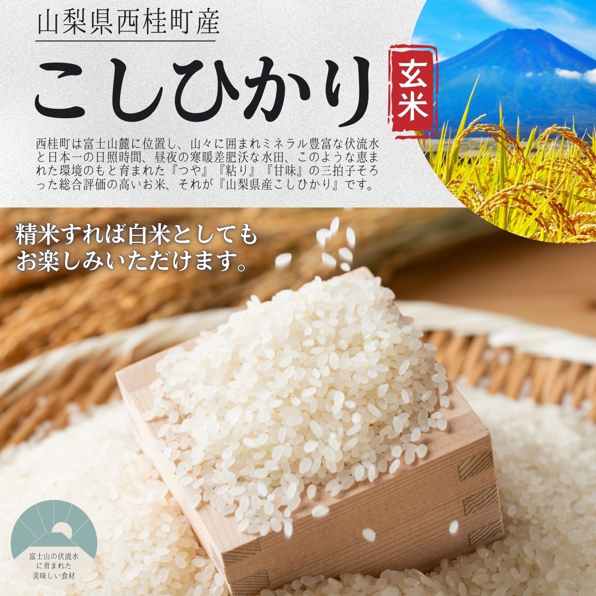 【ふるさと納税】【2026年発送分先行予約】山梨県西桂町産コシヒカリ【玄米】 選べる容量 / 国産 こしひかり 5キロ 10キロ 2026年秋頃より順次発送予定 [n0671_gou] - 画像3