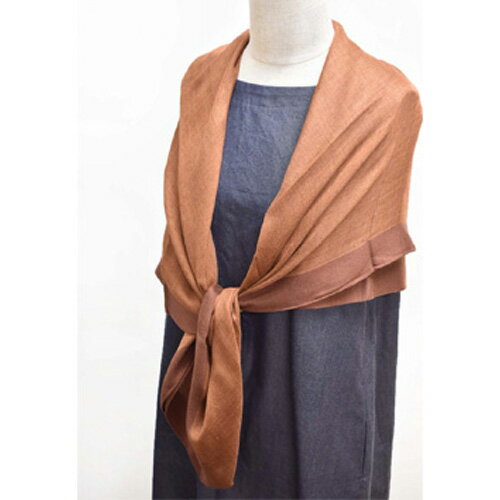 【ふるさと納税】 No.255 シルクカシミヤストール　「Frame」brown ／ ファッション 織物 染物 送料無料 大判 薄手 軽量 レディース メンズ 男女兼用 ファッション 小物 武藤 muto 西桂町 山梨県 クリスマス プレゼント サムネイル3