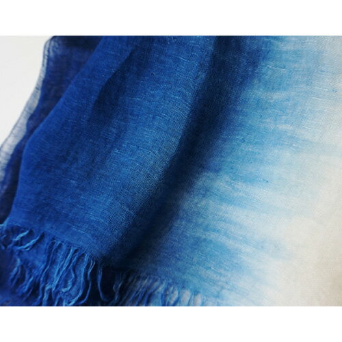 【ふるさと納税】 No.259 モダールリネン藍グラデーション染ストール ／ ファッション 織物 染物 送料無料 山梨県 サムネイル3