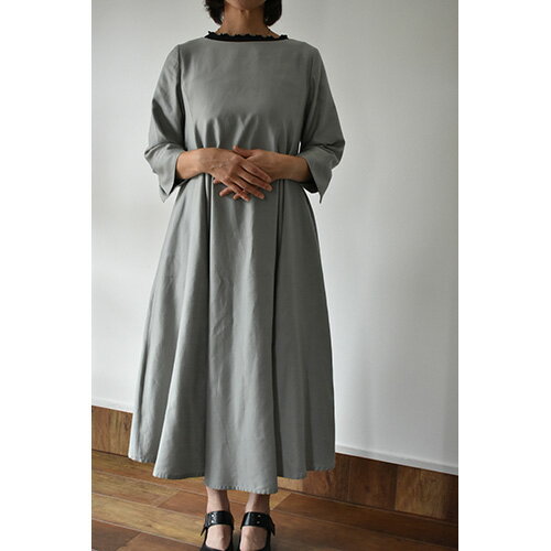 【ふるさと納税】 No.421 ふんわりコットンワンピース　M　グレー ／ オーガニックコットン 朱子織り 上品 送料無料 山梨県 サムネイル3