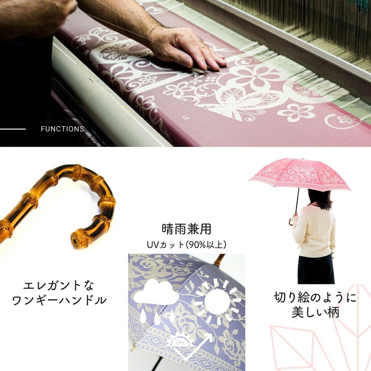 【ふるさと納税】 高級織物傘【婦人折りたたみ傘】kirie 切り絵のような繊細な模様の晴雨兼用傘 ／折り畳み 雨具 雨傘 日傘 パステル UVカット 8本骨 手開き UV加工 送料無料 山梨県 槇田商店 クリスマス プレゼント サムネイル3