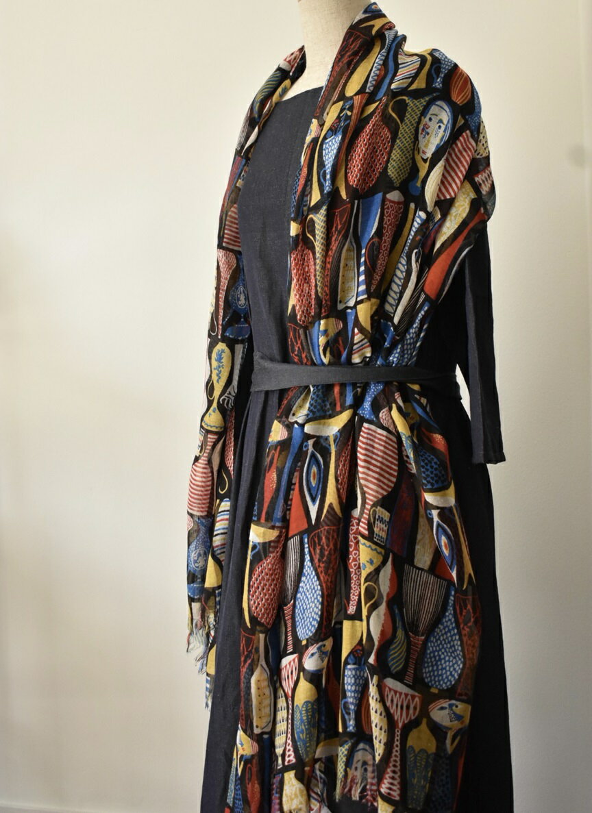 【ふるさと納税】【富士の伏流水で織りなす高級天然素材ストール】スティグ・リンドベリ　ポテリー　マルチカラー ふるさと納税 ストール おしゃれ 高級素材 ファッション 女性 レディース 山梨県 鳴沢村 送料無料 NSAB003 サムネイル2