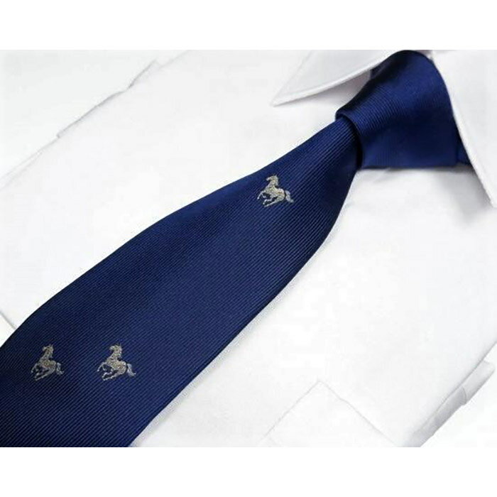 【ふるさと納税】 郡内織物「富士桜工房」ウマくいく！シルクネクタイ『九頭馬』紺 FAA1061 サムネイル2