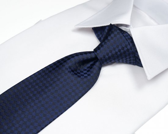 【ふるさと納税】 郡内織物「富士桜工房」シルクネクタイ紺無地 市松 282ネイビー FAA1057 サムネイル2