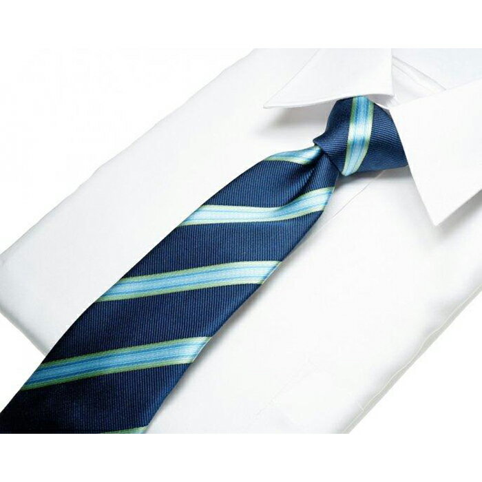 【ふるさと納税】 郡内織物「富士桜工房」シルクネクタイ ぼかし縞 青碧 FAA1002 サムネイル3