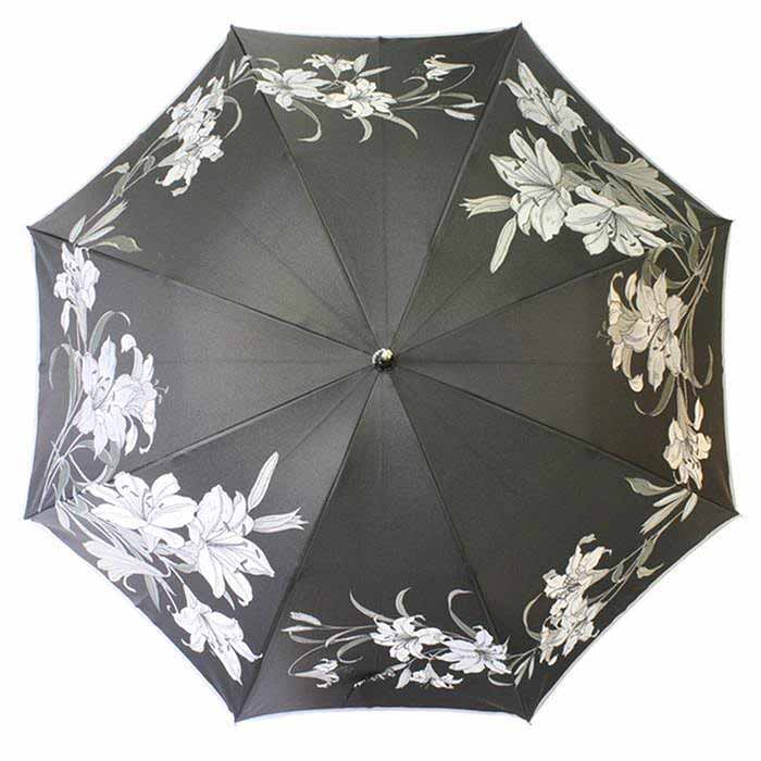 【ふるさと納税】 槙田商店【晴雨兼用】長傘 ”絵おり” 百合：黒 FAA5075 サムネイル2