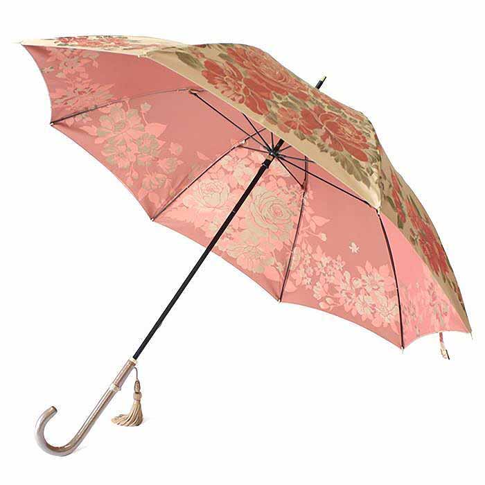 【ふるさと納税】 槙田商店【晴雨兼用】長傘 ”絵おり” 大バラ：ベージュ FAA5070 サムネイル3