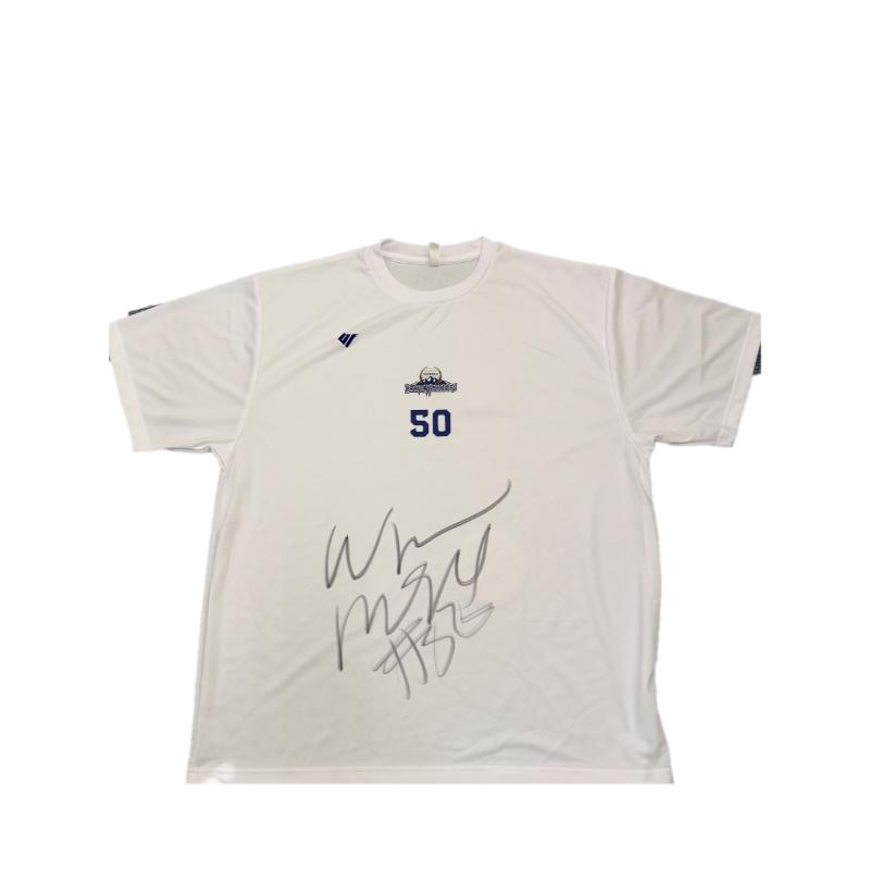 信州ブレイブウォリアーズ　選手着用アイテム_#50ウェイン・マーシャル選手（直筆サイン入りTシャツ）長野市 バスケットボール バスケットボールチーム グッズ