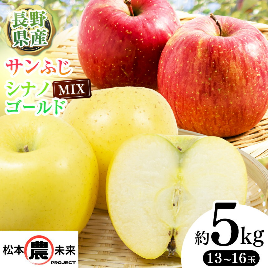 〔松本農未来project〕 信州松本産 サンふじ、シナノゴールド MIX 約5kg(13～16玉)│信州 りんご サンふじ シナノゴールド 詰め合わせ フルーツ 果物 長野県 松本市 松本市 ふるさと納税