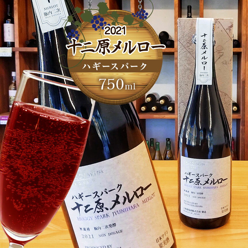 ハギースパーク　十二原メルロー2021　750ml｜ワイン 信州 赤ワイン スパークリング ぶどう 長野県 松本市 わいん 酒 おさけ さけ