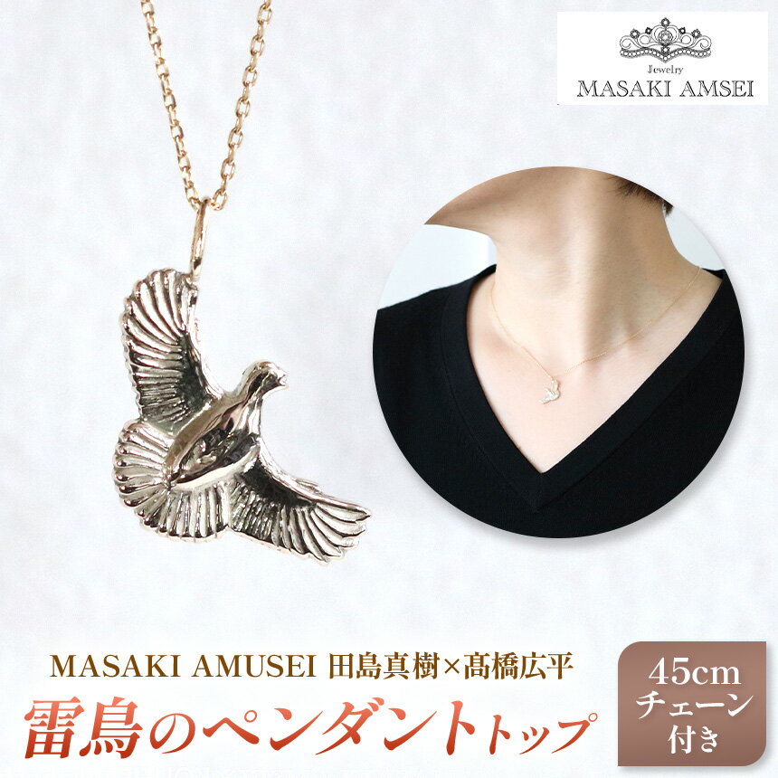 【 MASAKI AMSEI×高橋広平　雷鳥保護プロジェクトコラボ 】羽ばたく雷鳥のペンダントトップ(＋45cmチェーンセット)｜ ふるさと納税 長野県 松本市 信州 アルプス ペンダント ネックレス アクセサリー 飾り ライチョウ 雷鳥 天然記念物 特別 ジュエリー