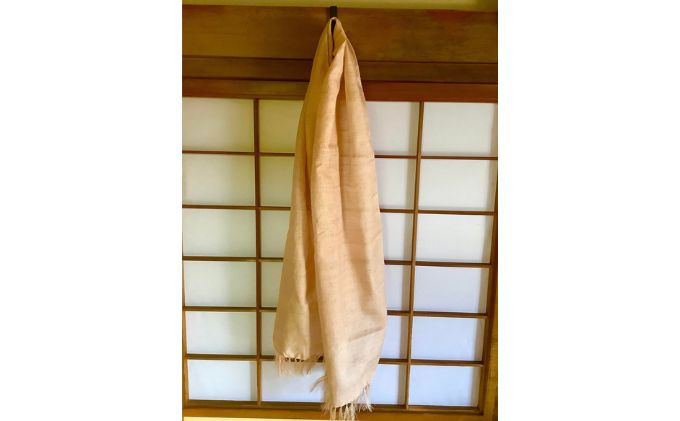 【ふるさと納税】上田城の桜染め　上田紬ストール染物 絹100％ ピンク 桜色　お届け：20日以内に発送いたします サムネイル3