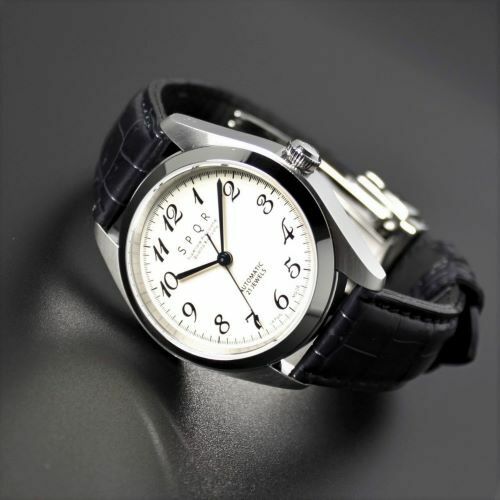 【ふるさと納税】＜腕時計 機械式＞Ventuno st 復刻版×SOMES三つ折れバックル（文字盤アイボリー） | 腕時計 時計 ブランド SPQR スポール メンズ レディース 男女兼用 ギフト プレゼント 贈り物 アイボリー レザー バンド6色 サムネイル2