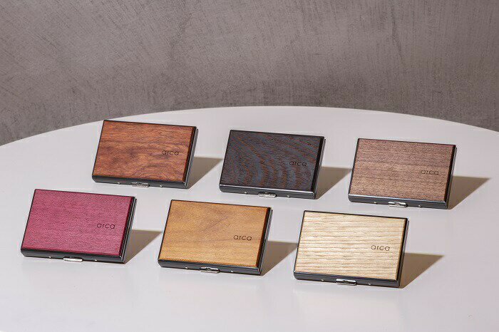arca カードケース 全6種 ( クリ ウォールナット パープルハート ウェンジ スモークメープル カリン ) ／ 木製 カード入れ メンズ レディース 天然木 名刺 プレゼント ビジネス 就職 内定 社会人 新卒 収納 おすすめ 信州 長野県 諏訪 諏訪市 【85-02】
