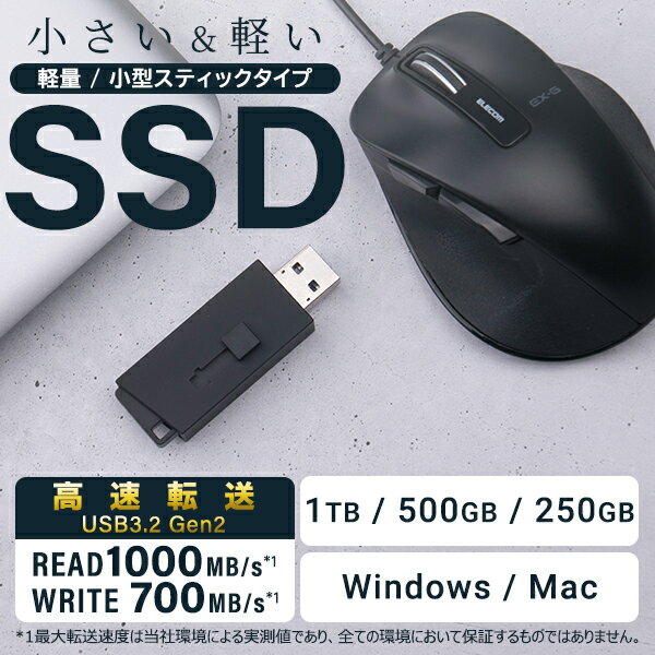 【ふるさと納税】【057-03】ロジテック SSD 外付け 1TB USB3.2 Gen2 読込速度1000MB/秒 PS5/PS4動作確認済 USBメモリサイズ【LMD-SPBH100U3BK】 サムネイル2