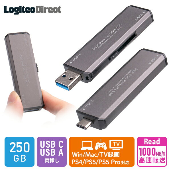 【020-48】ロジテック USB-A/C対応 外付けSSD 250GB LMD-SPCH025UAC