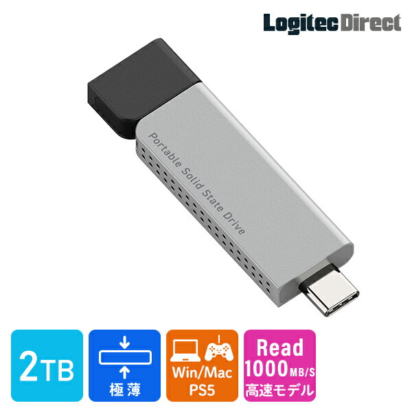 【105-04】ロジテック スリム外付けSSD 2TB Type-C【LMD-SPDH200UC】