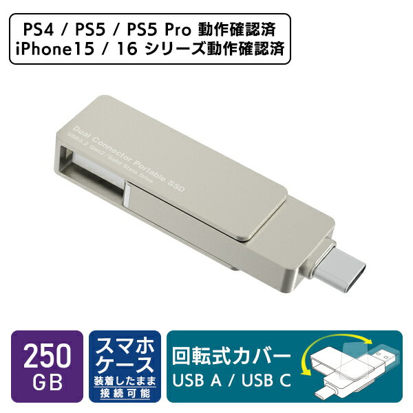 【015-38】ロジテック USB-A/C対応 外付けSSD 250GB LMD-SPE025UAC