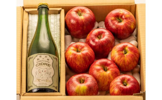 【ふるさと納税】長野県産「旬のりんご」と「シードル」のセット お酒 シャンパン スパークリングワイン リンゴ 宅飲み 晩酌 　お届け：2025年9月より出荷 サムネイル2