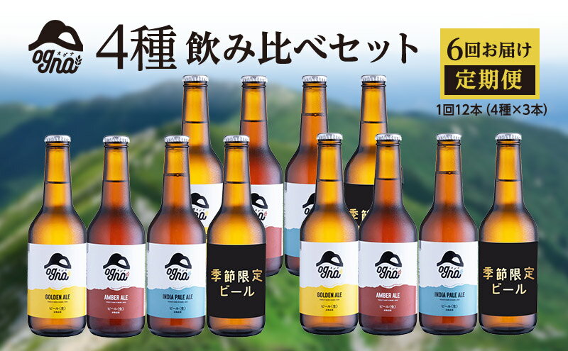 【ふるさと納税】【6回お届け定期便／奇数月発送】南信州ビールOgna「12本4種飲み比べセット×6回」 お酒 サムネイル2