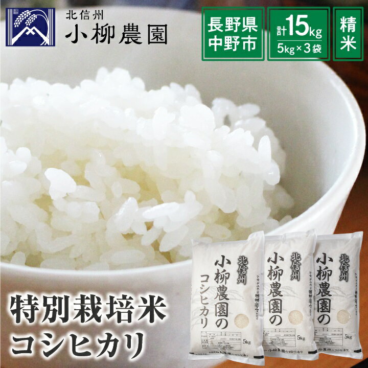 小柳農園の特別栽培米コシヒカリ15kg(5kg×3)_ コメ 米 こめ おこめ お米 こしひかり 特別栽培米 人気 おすすめ 送料無料 産地直送 【1204307】