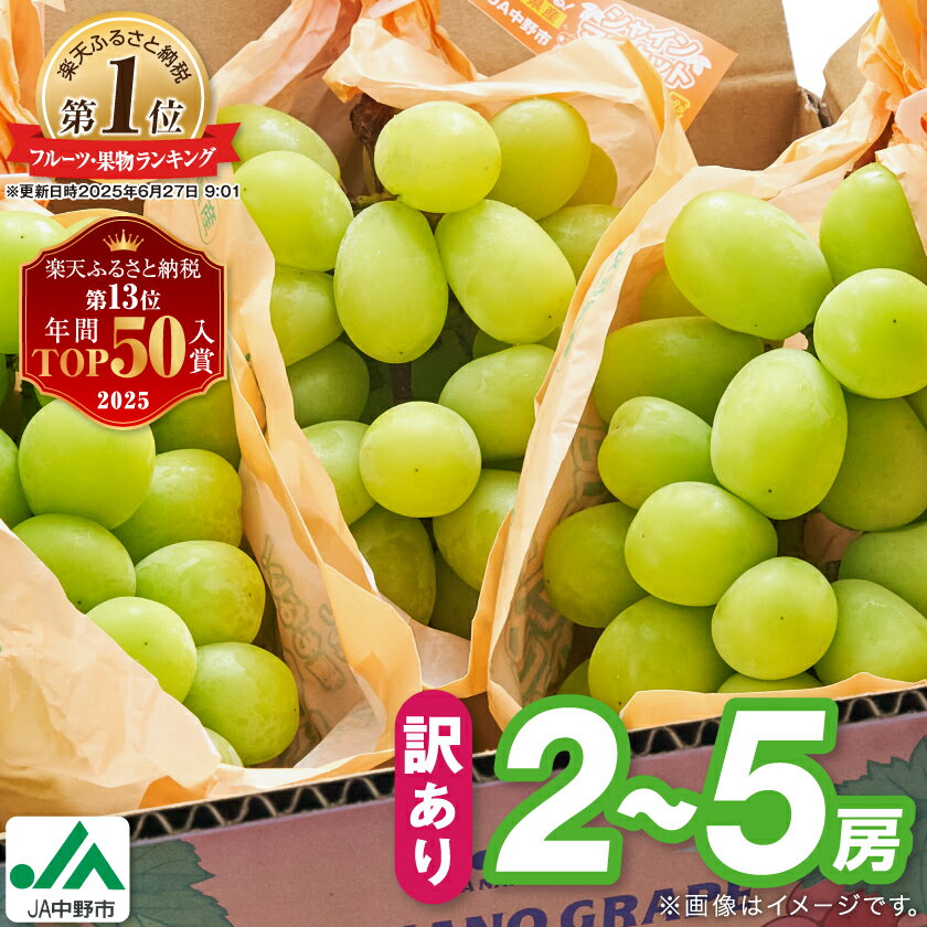 年間ランキング受賞!【2026年発送】 _ 訳あり シャインマスカット 2房/ 3房 / 4～5房 (1kg/1.3kg / 2.3kg)_ シャインマスカット マスカット ぶどう ブドウ 葡萄 訳あり フルーツ 果物 くだもの 長野県 中野市 人気【配送不可地域：離島】【G1422800】 - 長野県 中野市のふるさと納税返礼品（ランキング3位）