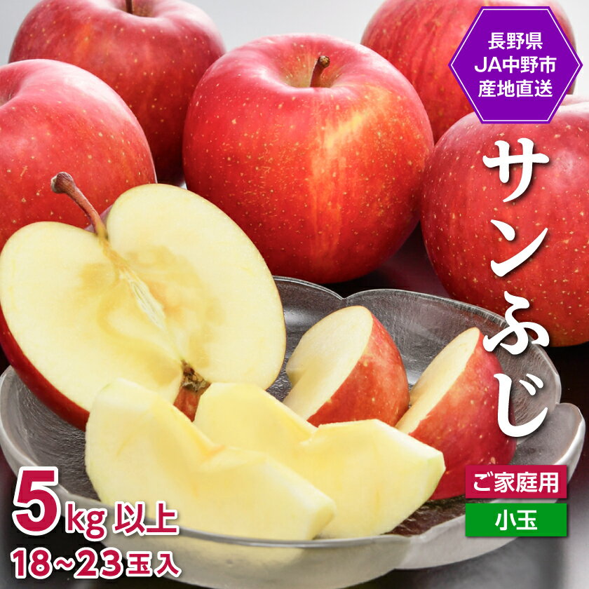 【先行予約】JA中野市 「サンふじ」ご家庭用 訳あり「小玉」 5kg以上(18～23玉入)_ りんご リンゴ 林檎 ふじ フジ サンフジ サンふじ 小玉 家庭用 フルーツ 果物 くだもの 青果 デザート長野県 中野市 JA 産地直送 産直 濃厚 蜜入り 【1526204】