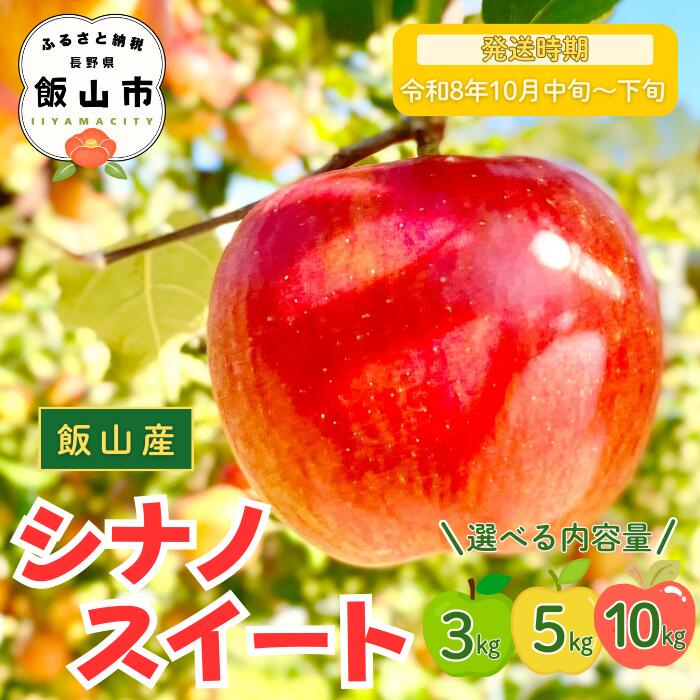2026年 先行予約 ＼ シナノスイート ／ 選べる 3kg / 5kg / 10kg ＜出荷開始：2026年10月中旬〜下旬頃＞ 【 りんご リンゴ 林檎 フルーツ 果物 信州 規格外 B品 産地直送 新鮮 オススメ 美味しい 甘い 長野県 飯山市 】(At)