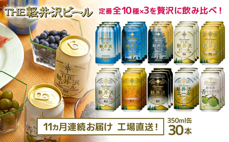 【11カ月定期便】 THE軽井沢ビール 10種 30本 飲み比べ セット 【 軽井沢ブルワリー クラフトビール 地ビール ビール 飲み比べ お中元 お歳暮 母の日 父の日 家飲み おすすめ ギフト 送料無料 長野県 佐久市 軽井沢ブルワリー 】