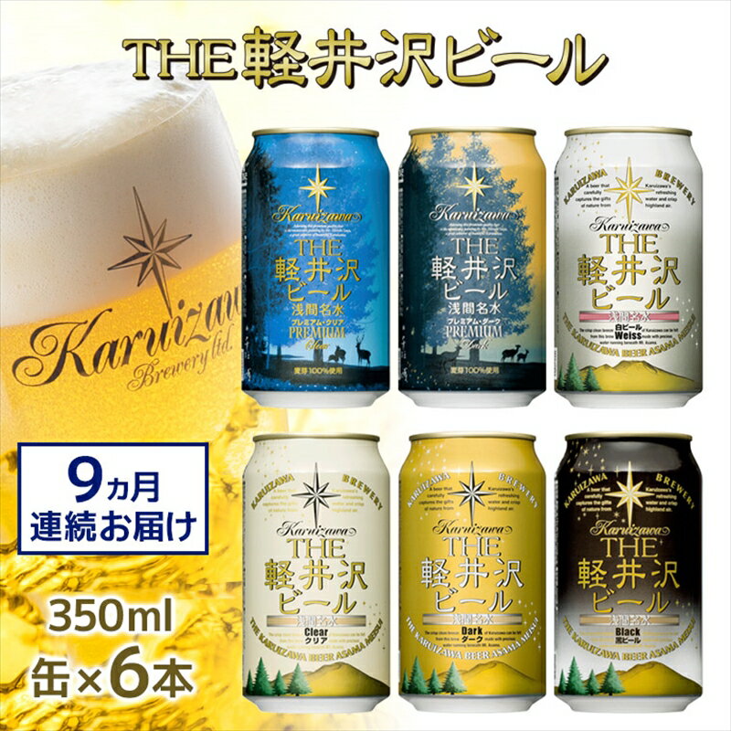 【9カ月定期便】 THE軽井沢ビール 6種 6本 飲み比べ セット 【 軽井沢ブルワリー みんなでワイワイ 飲み比べセット みんなでテイスティング スッキリ爽やか クリア系ビール 長野県 佐久市 】