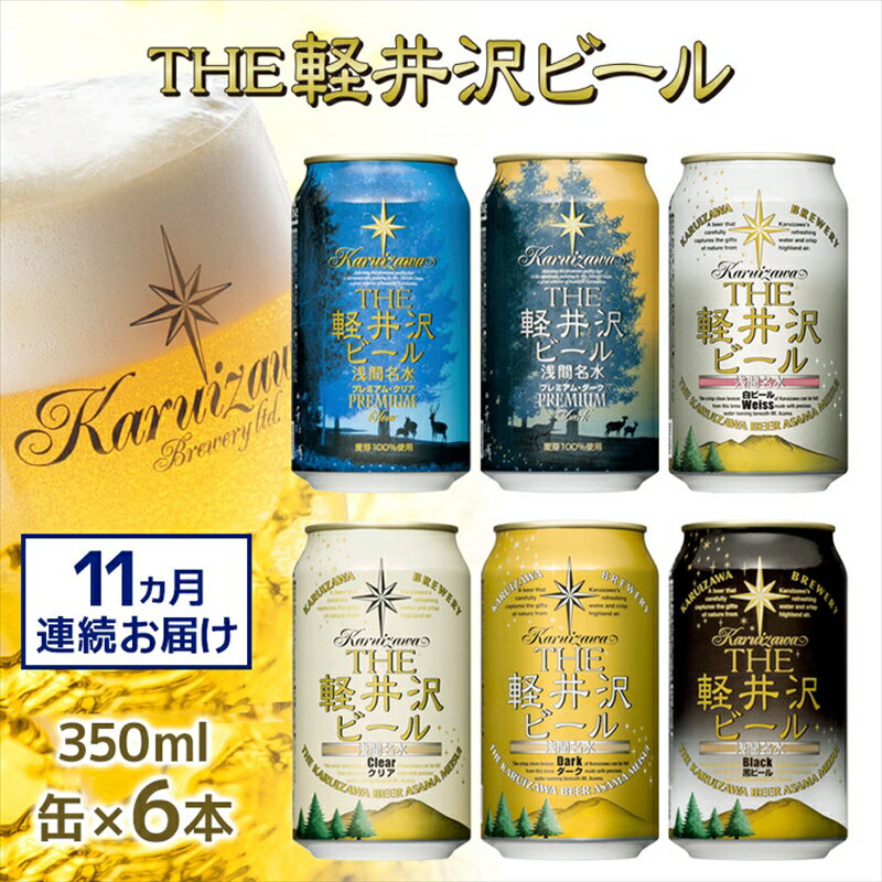【11カ月定期便】THE軽井沢ビール 6種 6本 飲み比べ セット 【 軽井沢ブルワリー みんなでワイワイ 飲み比べセット みんなでテイスティング スッキリ爽やか クリア系ビール 長野県 佐久市 】