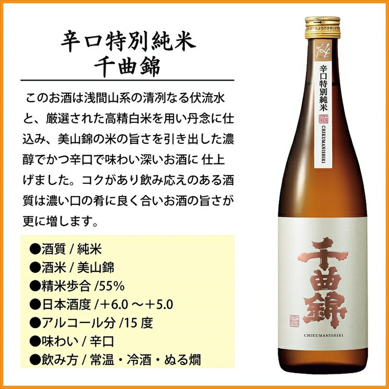 【ふるさと納税】 信州佐久 日本酒 千曲錦 純米酒 飲み比べ 720ml ×6本セット（3銘柄×各2本）【 日本酒 酒 さけ 長野県 佐久市 】 サムネイル3