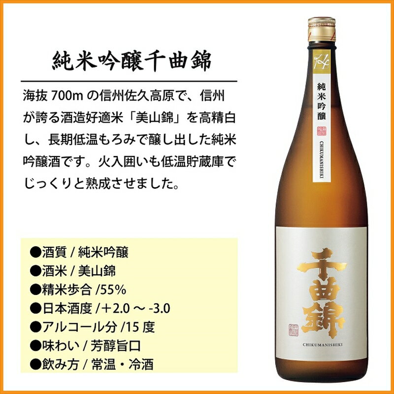 【ふるさと納税】 信州佐久 日本酒 千曲錦 純米酒 飲み比べ 1800ml ×6本セット（3銘柄×各2本）【 日本酒 酒 さけ 長野県 佐久市 】 サムネイル2