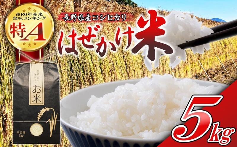 【令和7年産・白米5kg】長野県産こしひかり はぜかけ米（北海道・沖縄県・離島は配送不可）精米 産地直送 信州 長野県 佐久市 美味しい うるち米