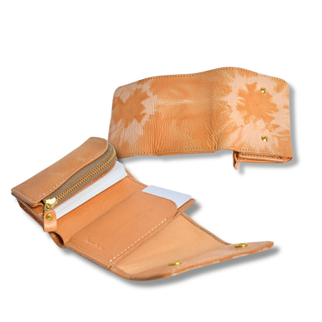 【ふるさと納税】杏染革 三つ折りウォレット KMS-100| 信州 長野 千曲市 送料無料 サムネイル3