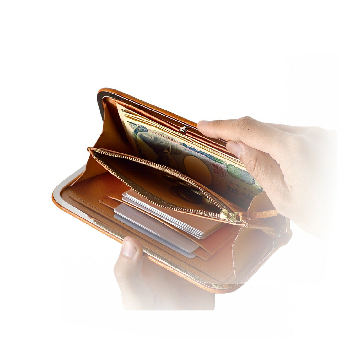 【ふるさと納税】杏染革 がま口長財布 隠し口金 KDG-100| 信州 長野 千曲市 送料無料 サムネイル3