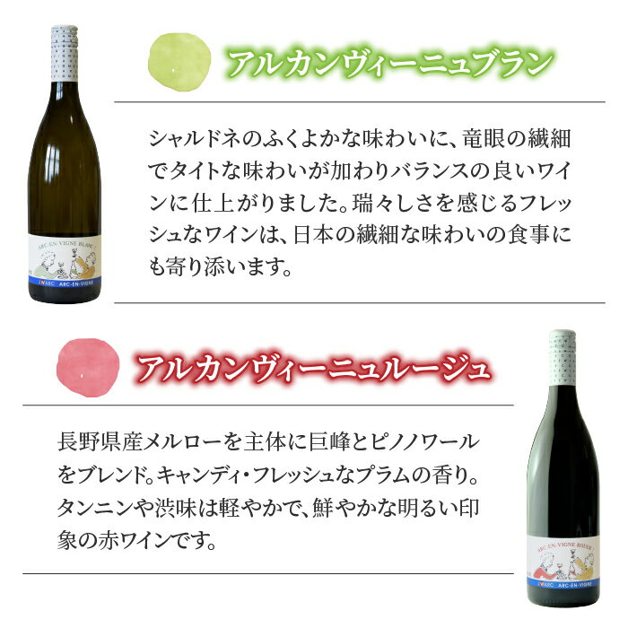 【ふるさと納税】【アルカンヴィーニュ】カジュアルワイン 2種セット (赤・白) ワインセット 辛口 お酒 ギフト プレゼント 果実酒 瓶 国産 信州 長野県東御市 サムネイル2