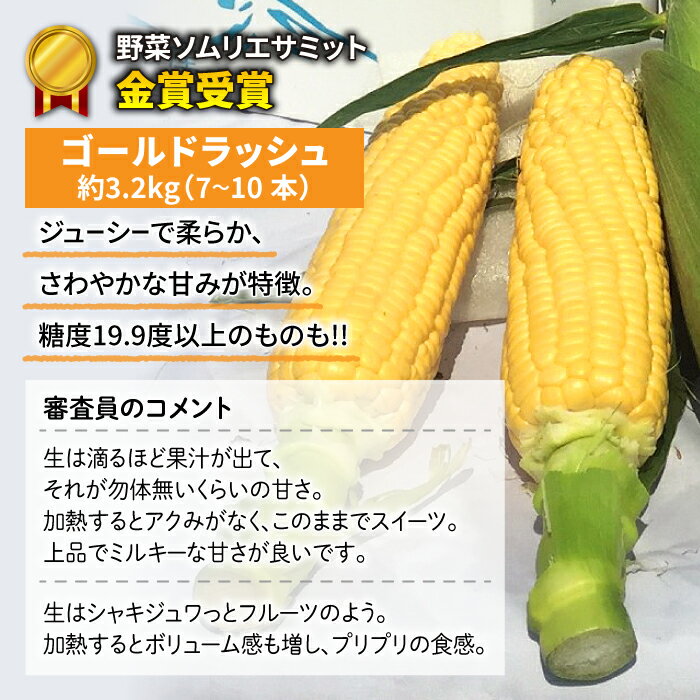 【ふるさと納税】【先行受付2026年発送】野菜ソムリエサミット金賞受賞！東御市産とうもろこし（ゴールドラッシュ）約3.2kg（7～10本）｜スイートコーン ※2026年7月上旬～9月中旬頃に順次発送予定※着日指定不可 - 画像2