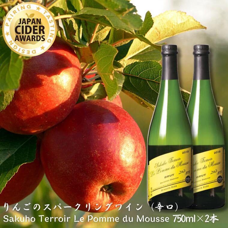 りんごやSUDA　Sakuho Terroir Le Pomme du Mousse　シードル2本入りギフトBOX【限定40箱　りんごのスパークリングワイン（辛口）　750ml×2本セット 】[RS-102]