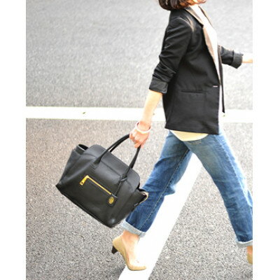 【ふるさと納税】【濱野皮革工藝のトートバッグ】フィオーレ　ボクシートート(ブラック)【1103201】 サムネイル3