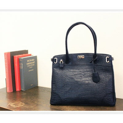 【ふるさと納税】濱野皮革工藝クロコ クラッシーアーバントートバッグ(ネイビー)_ バッグ バック bag 濱野皮革工藝 国産 贈答 ギフト プレゼント ネイビー レディース HAMANO ブランド メーカー 牛革 日本製 トートバッグ クロコ 【1103222】 サムネイル2