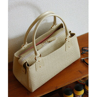 【ふるさと納税】【濱野皮革工藝のコッコビアンハンドバッグ】牛革を使用したハンドバッグです。(ベージュ)【1103308】 サムネイル2