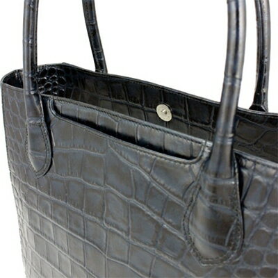 ※2/28受付期間外p1099143※【ふるさと納税】【濱野皮革工藝のクロコスクエアトート】高級素材を使ったシンプルなトートバッグです。(ブルーブラック)【1103313】 サムネイル3