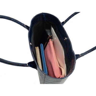 【ふるさと納税】【濱野皮革工藝のクロコスクエアトート】高級素材を使ったシンプルなトートバッグです。(ネイビー)【1103314】 サムネイル3