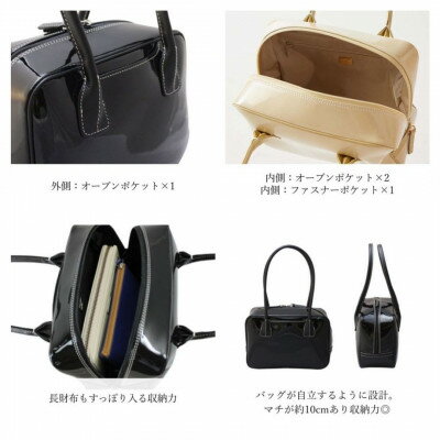 【ふるさと納税】【濱野皮革工藝】 セレブ ミニボストン(ホワイト×ゴールド金具)【1263978】 サムネイル2