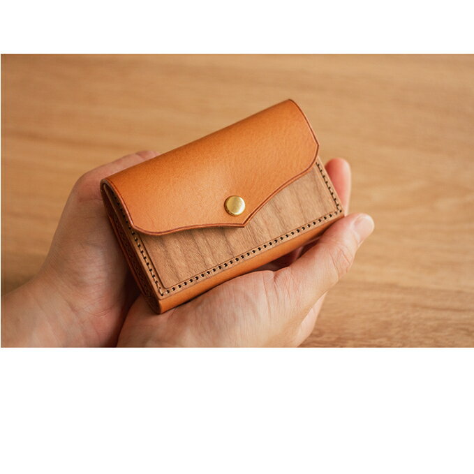 木×革 カードケース キャメル 茶色 木製 革製品 名刺入れ 名刺ケース カード入れ おしゃれ かわいい レザー 雑貨 ファッション雑貨 ファッション小物 日用品 ビジネス 長野 長野県 箕輪町