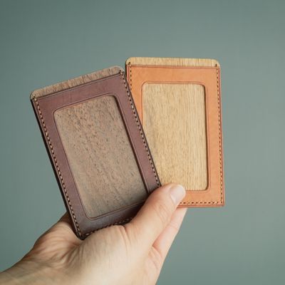 木×革 パスケース セミオーダー品 木製 革製品 定期入れ 定期ケース おしゃれ かわいい レザー 雑貨 ファッション雑貨 ファッション小物 日用品 ビジネス 長野 長野県 箕輪町